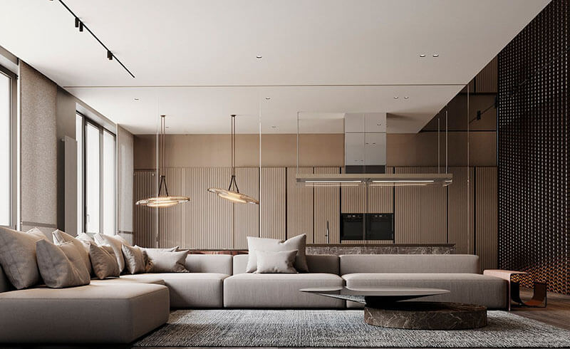 Không gian nội thất biệt thự tối giản với phong cách đương đại